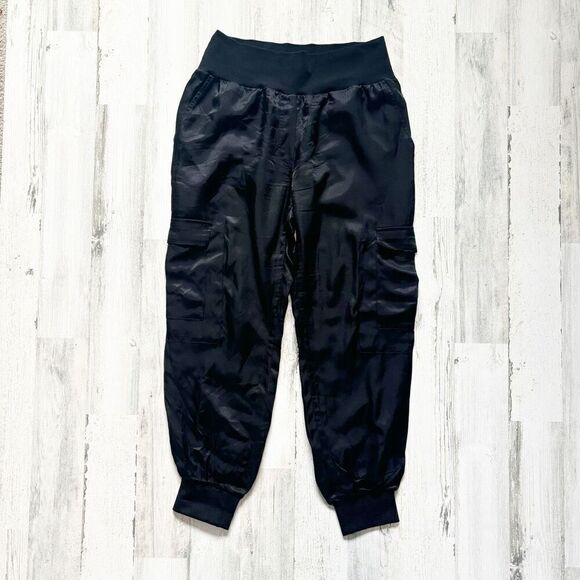 Cinq à Sept Giles Twill Cargo Joggers Size M in Black - Picture 3 of 7